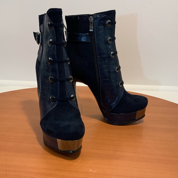 New Lui Chung Platform Heeled Boots Size 10 - Picture 2 of 9